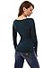 PattyBoutik Women Long Sleeve V Neck Lace Up Blouse (Teal Small)
