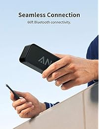 Anker SoundCore Altavoz Bluetooth con 24 horas de tiempo de reproducción, alcance Bluetooth de 66 pies y micrófono integrado, altavoz inalámbrico portátil de doble controlador con baja distorsión armónica y sonido superior   azul Negro