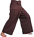 Yoga Pants Trousers Thai Fisherman Pants Free Size Cotton Drill Stripes Dark Brown
