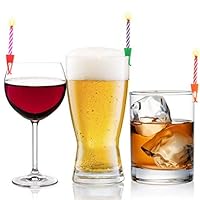 Wish Clips Birthday Candles for Drinks | 15 Colored Candles and Clips | Happy Birthday Cake Candles with Holder | 21st Birthday Gifts for Her Him | Beer Cake Bottle Shot Glass Wine Cup Candle Holder