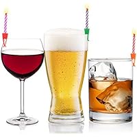 Wish Clips Birthday Candles for Drinks | 15 Colored Candles and Clips | Happy Birthday Cake Candles with Holder | 21st…