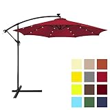Best Choice Products 10ft Solar LED Offset Patio Umbrella w/Easy Tilt Adjustment - Red
