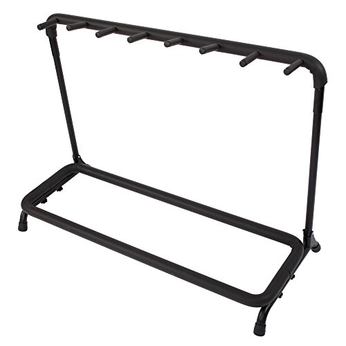 Kuyal Guitar Stand 7 Holder Guitar Display Rack Multi Guitar Storage Padded-Foam Rails- Black (7 Holder)