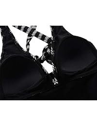 Firpearl Traje de baño de una pieza a rayas con espalda cruzada en V