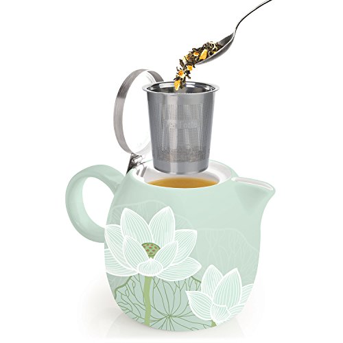 Tea Forte PUGG 24oz Ceramic Teapot with Tea Infuser, Loose Leaf Tea