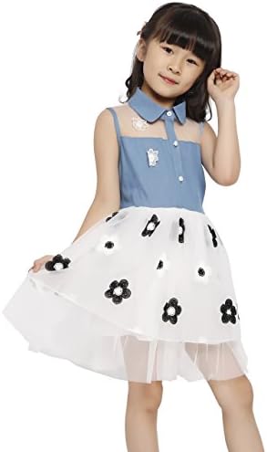 PERHAPS U Baby Girls Dress Cute Kid Girl Flower Tulle Tutu Skirt Summer Party Casual Dresses(2T-3T, White)