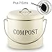 Compost Bin, 1.3 Gal Kitchen Compost Bin Countertop with Lid - Small Indoor Compost Bucket with 7 Bonus Charcoal Filters, Cream Compost Container Kitchen Pail, Recycling Caddy