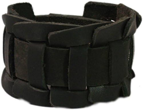vr designers Black Leather Wrist Band for Men and Women