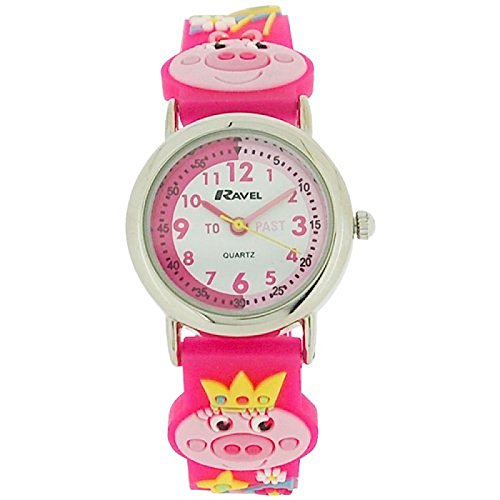 Ravel Girls-Kids 3D Little Miss Piggy Time Teacher White Dial Watch R1513.63