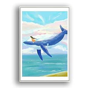 Framed Canvas Wall Art for Living Room, Bedroom Whale Canvas Prints for Modern Home Decoration Ready to Hang - 16"x24" inches