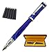 Fuliwen 2037 Blue Fountain Pen Fine Nib Size , Swirl Celluloid with 6 PCS Jinhao Black Standard Ink Cartridges Gift Box Set Business Collection set