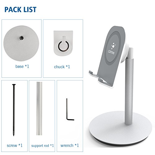 Phone Stand,Cell Phone Holder Tablet Stand Desktop Holders Suit for Mobile Phone Tablets Below 10", Adjustable Mobile Phone Holder - Silver