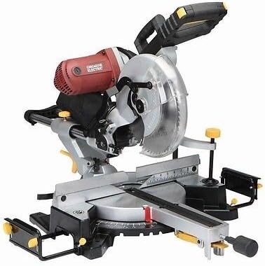 12 Inch Double-Bevel Sliding Compound Miter Saw with Laser Guide 15 Amp; Comes with Dust Bag, Machined Aluminum Fence, Extension Bars, Table Clamp, Cord Storage Hooks by Chicago Pneumatic