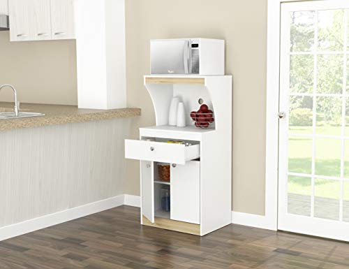Inval Galley Kitchen/Microwave 1-Drawer/2-Door Storage Cabinet, White and Vienes Oak