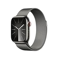 Apple Watch Series 9 [GPS + Cellular 41mm] Smartwatch with Graphite Stainless Steel Case with Graphite Milanese Loop. Fitness Tracker, Blood Oxygen & ECG Apps, Always-On Retina Display
