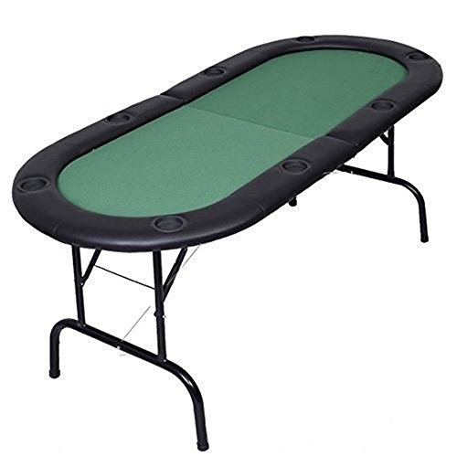 Poker Table Casino Texas Holdem Card Game Table Foldable 8 Player With Cup Holder