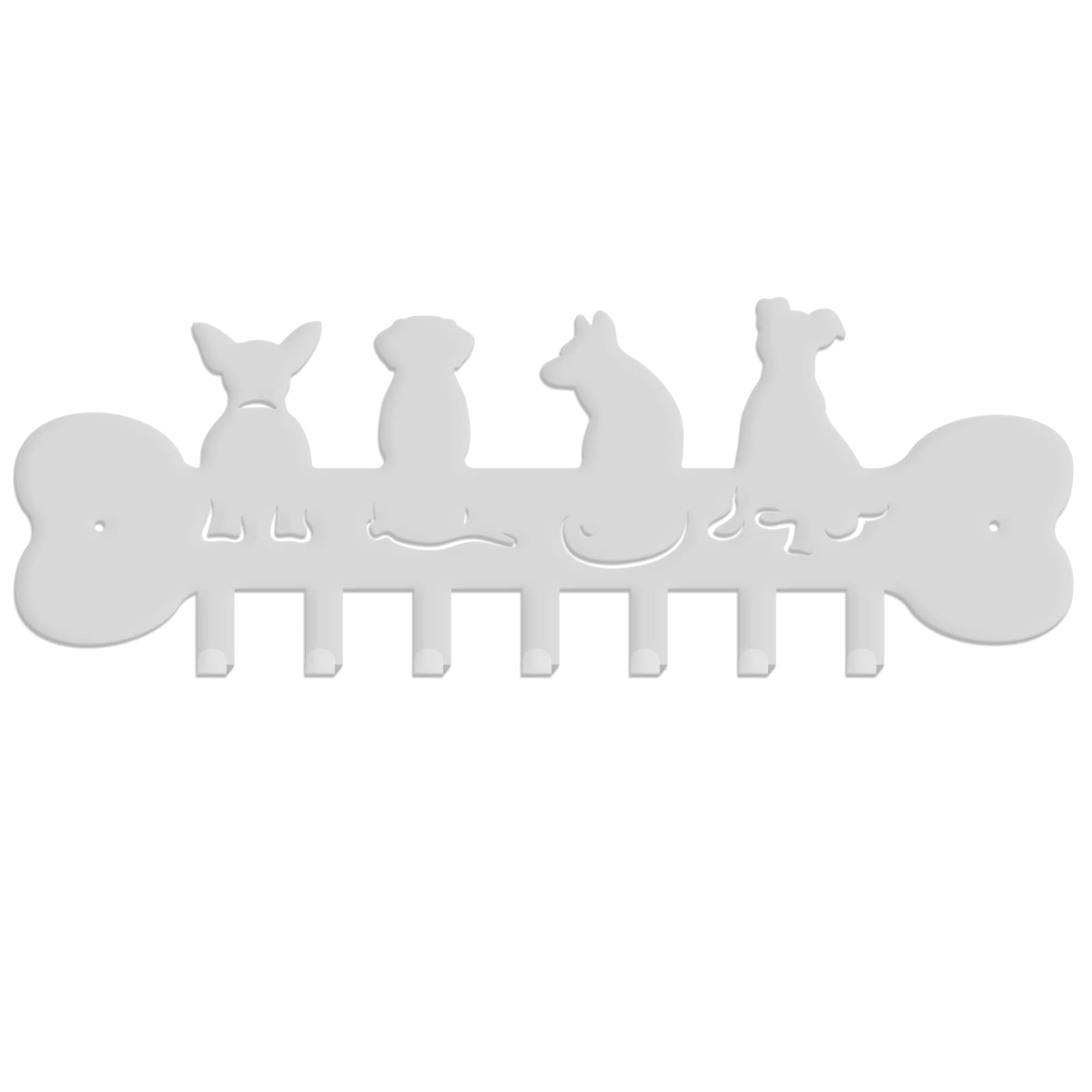 SUPERDANT 4 Style Dogs Metal Key Hook Holder Silver Pet Dogs Decorative 7 Hook Key Organizer Wall Mounted Entryway Key Belt Umbrella Hooks Personalized Key Hanger for Front Door