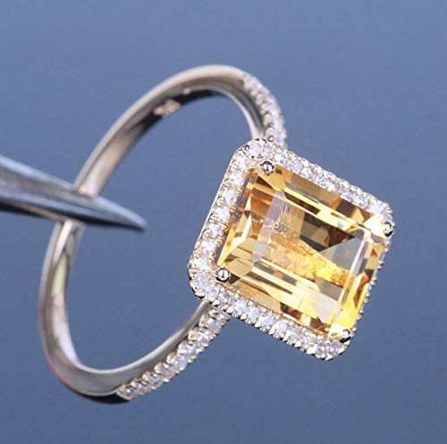 Fashion Women 925 Sterling Silver Citrine Ring Wedding Jewelry Gift - Thumbnail 3