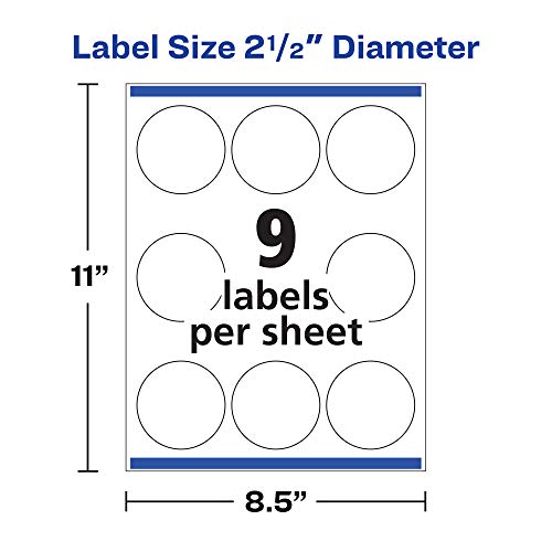 Avery Round Labels for Laser & Inkjet Printers, 2.5", 90 Glossy White