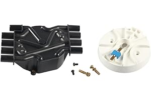 CashMuch Distributor Cap And Rotor Kit For Mercruiser V8 Mpi 5.0L 5.7L, Replacement 8M6001106 8M0061335 8M0060495 Flat Top