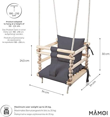 MAMOI® Baby swing, Toddler seat 3 in 1, Wooden door bouncer for kids Indoor swings set, Chair from birth for toddlers age 1-3 - Image 5