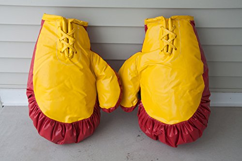Giant Boxing Gloves for Bounce House Inflatables, Commercial Quality Low Density Foam and Double Stitched Vinyl, Replacement for Interactive Inflated Boxing Ring (Red & Yellow Pair, Cosmetic Blemish) - Thumbnail 4