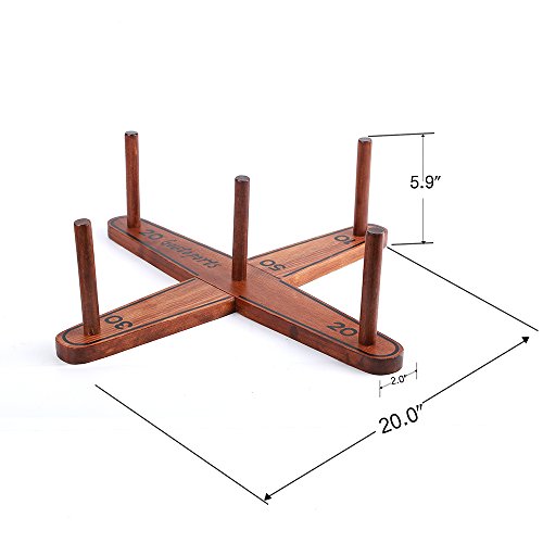 Goutoports Wooden Loop & Hoop Ring Toss Game Set, Kids and Adults Games With 5 Quoits Rope and Carrying Bag