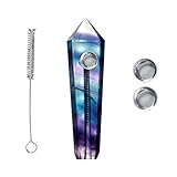 Runyangshi Natural Crystal Tube with 3pcs Screen Filters and 1 Brush (Rainbow Fluorite)