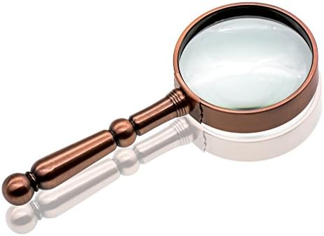 7X Handheld Antique Metal Magnifier Reading Magnifying Glass Lens Jewelry Loupe 75mm (Copper)