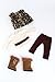Wild Cat - 4 Piece 18 inch Doll Outfit - Faux Fur Vest, Boots, Brown Pants and Ivory Blouse - (Doll Not Included)