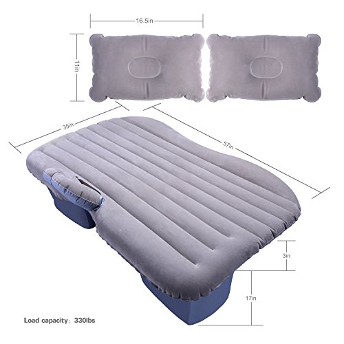 FLY5D Inflatable Car Mobile Cushion Seat Sleep Rest Mattress Air Bed Outdoor Sofa Mat Car Air Mattress Travel Bed Gray with Gear - Thumbnail 6