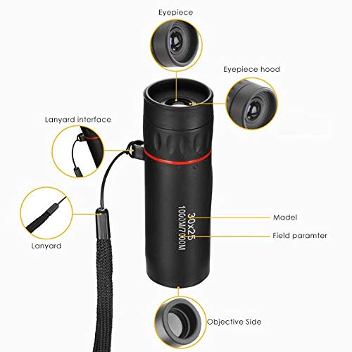 Meka-supplies - 30x25 Optical Monocular Low Night Vision Waterproof Mini Portable Focus Telescope Zoomable 7X Scope For Travel Hunting
