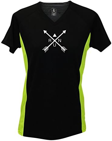 Women's Reflective Short Sleeve Shirt - Crossed Arrows (Black &amp; Lime, S)