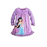 Disney Store Jasmine Aladdin Long Sleeve Nightshirt Nightgown for Girls, Purple