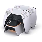 Upgraded PS5 Controller Charger, Fast Charging Dualsense Charging Station for Dual PlayStation 5 Controllers with LED Indicator, White…