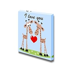 I Love You Romantic Cartoon of 2 Giraffes...