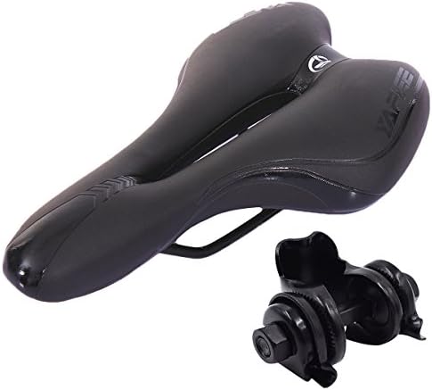 YAFEE Comfortable Mountain Bike Seat for Men Cycling Bicycle Saddle with Central Relief Zone and Seat Post Clamp (Black)