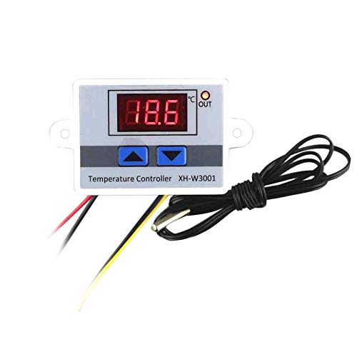 Digital LED Temperature Controller Thermostat Control Switch Waterproof Probe Wire Connect High Sensitivity Temperature Sensor-White 12V