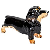 Sea Island Imports Black Dachshund Shaped Ceramic Stoneware Hand Painted Coin Bank