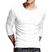 Xudian Long Sleeves Men T-shirt Crew-neck, Size US Large, White