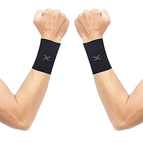 Thx4COPPER Compression Wrist Sleeve-Copper Infused Wrist Support for Men &Women-Improve Circulation and Recovery 1 Pair,Black,M