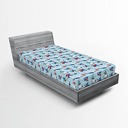 Ambesonne Airplane Fitted Sheet Set, Different