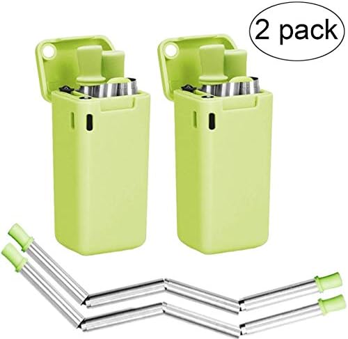 Hydreamus Collapsible Reusable Stainless Steel Folding Drinking Straws Keychain Foldable Final Premium Food-Grade Portable Set with Hard Case Holder C, Small