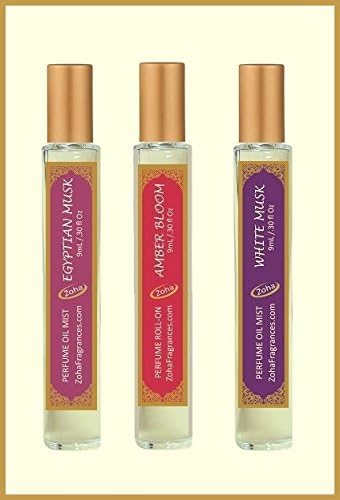 Classic Collection - Egyptian Musk Oil Mist, Amber Bloom Roll-On and White Musk Oil Mist in a box set.