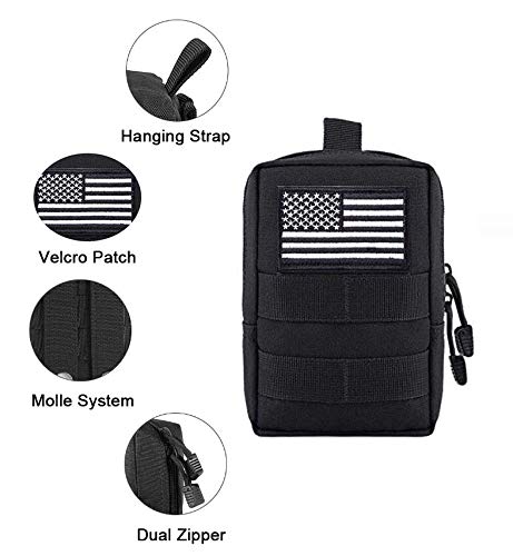 Antrix 3 Pcs Durable Nylon Tactical Military Molle Pouches Multi-Purpose Compact Water-Resistant Utility EDC Pouch Organizer+ Molle Water Bottles Pouch Carrier Bag for Tactical Backpack Tactical Gear