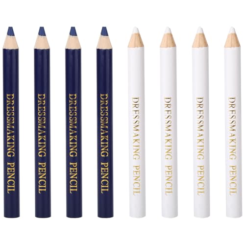 BOXOB 8pcs Fabric Tailors Markers for Sewing, 2 Colors Sewing Marking Chalk Pencil for Fabric Water Soluble Quilting Tracing Tools Dressmakers Embroidery DIY Crafts (Blue & White)