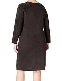 calvin klein Womens Plus Vestido largo con mangas largas y tachuelas, 1x talla extra, Gris