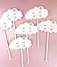Cloud Cupcake Toppers 12pcs - Smiley Face Cake Picks, Pink Baby Shower, Up Up and Away Cake Decoration, 1st Birthday Girl Party Supplies, Toddlers