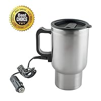 Travel Coffee Mugs, Vinmax Stainless Steel Travel Coffee Mug Cup Heated Thermos with Handle for Heating Water, Coffee, Tea Milk,16 Ounce 12V Father