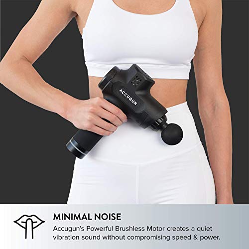 Accugun Portable Massage Gun | 6 Speeds | Quiet, Percussion, Handheld & Cordless Device | Athlete Recovery, Muscle Soreness, Back, Body & Foot Stiffness, Deep Tissue Therapy Relaxation | Flyby Design - Thumbnail 2